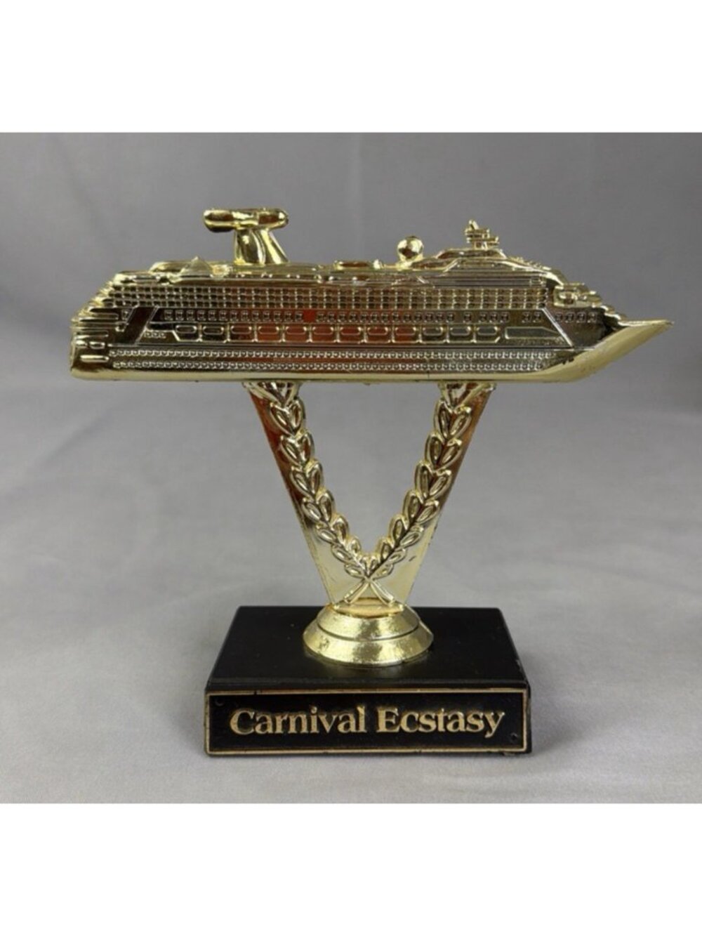 Carnival Cruise Line Ecstasy Ship On A Stick "Solid Gold Plastic" Trophy Retired